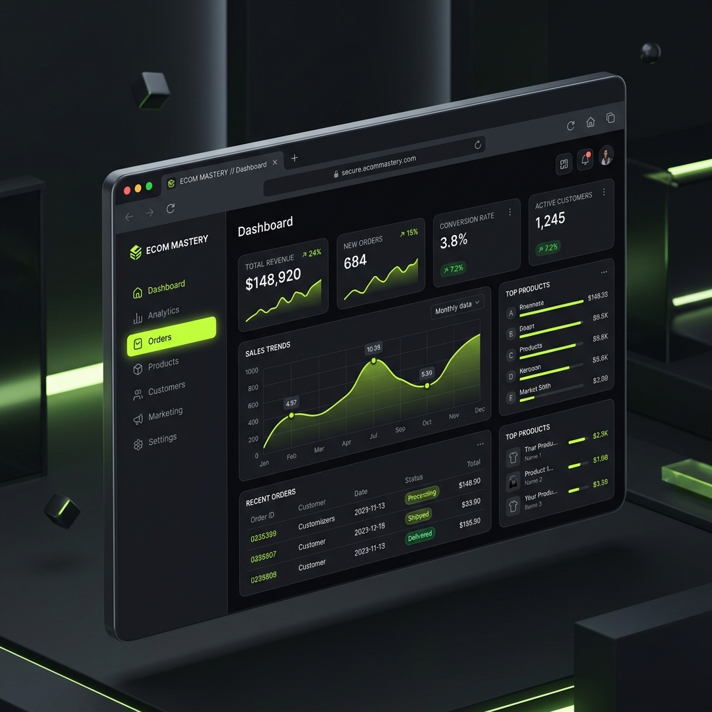 A dashboard depicting real-time e-commerce analytics.